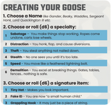 Goose GOOSE – A Tabletop RPG of Precision Sabotage & Feathered Mayhem